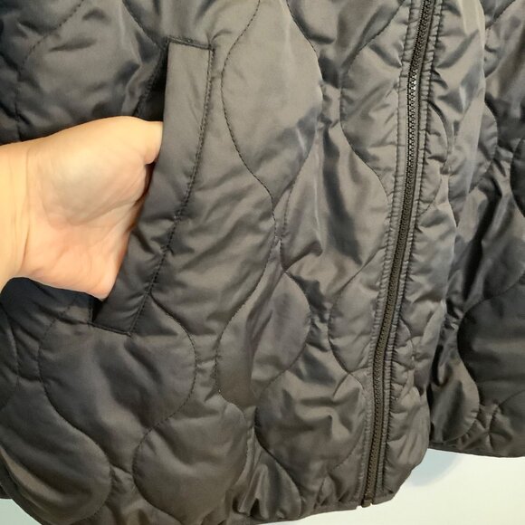 Old Navy Women's Medium Quilted Sherpa Lined Coat Dark Gray Warm Winter Jacket - Picture 8 of 11